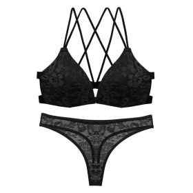 Sexy Lace Lingerie Panties Set Bare Back Front Buckle Bra Set (size: 70B)